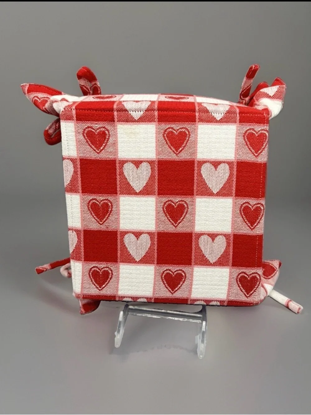 Heart Decorated Towel Basket & 3 Hand Towels. Valentine’s Day or Love